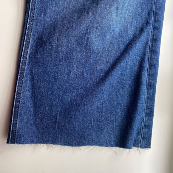 GAP 2024 High Rise Stride Wide-Leg Jeans Woman 31/12 Dark Wash Cropped RAW HEM - Picture 15 of 16